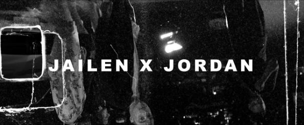 Still from the Fo Real video: title card reading Jailen x Jordan over grainy night footage